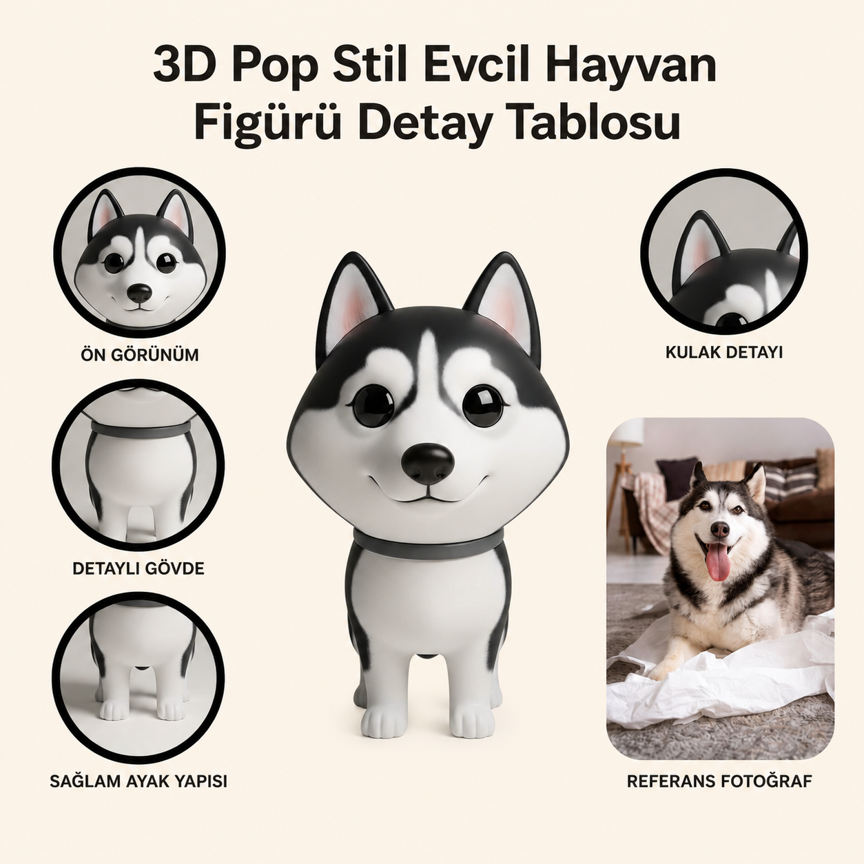 Evcil Hayvana Özel Pop Stil Mono Figür Mono Figür