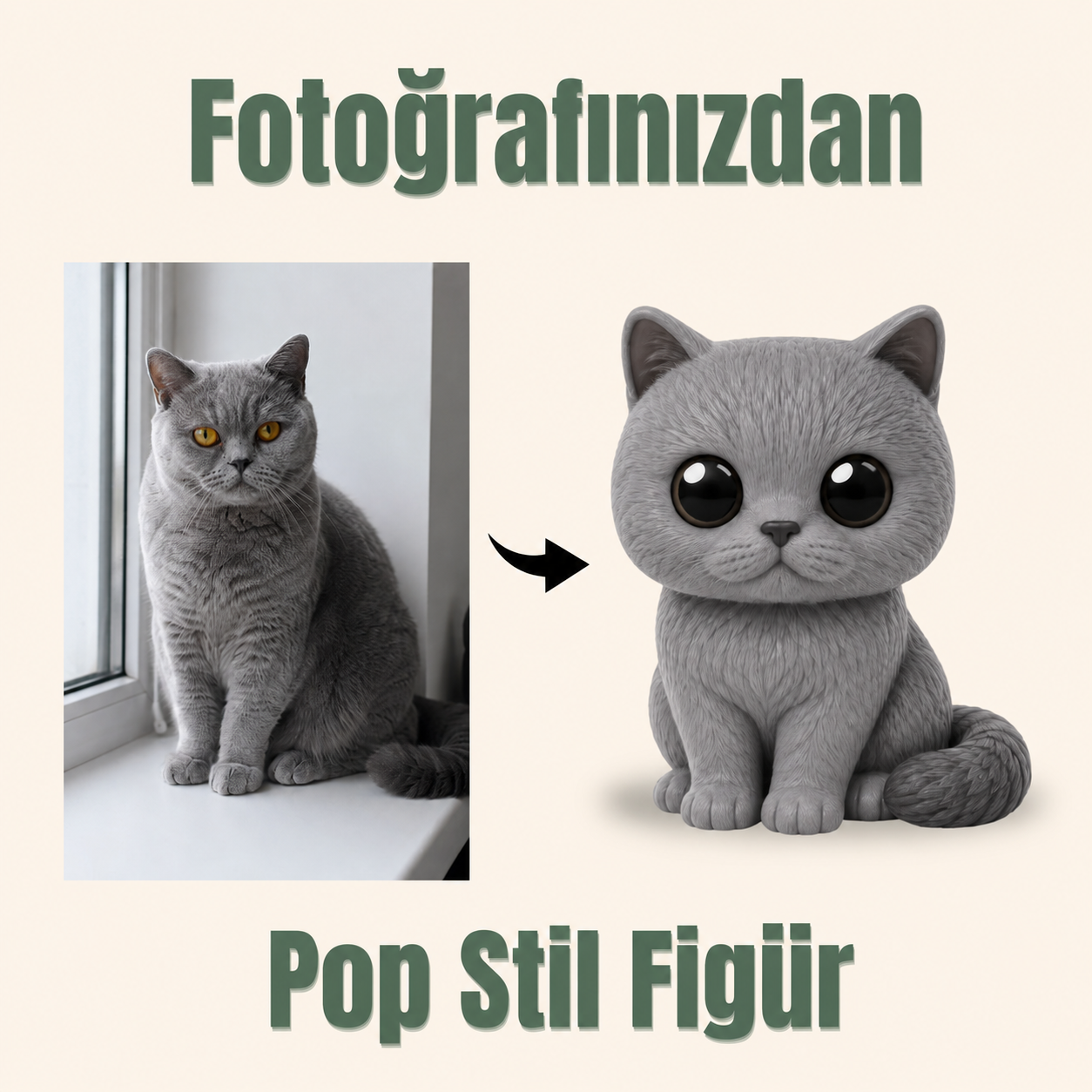 Evcil Hayvana Özel Pop Stil Mono Figür Mono Figür