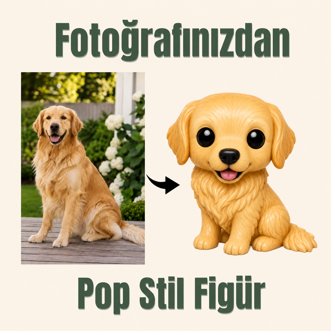 Evcil Hayvana Özel Pop Stil Mono Figür Mono Figür